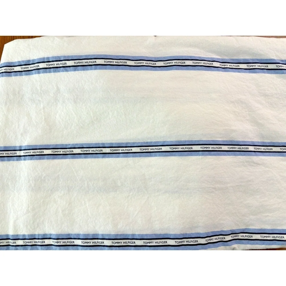 Tommy Hilfiger Vista Blue White Stripe 100%‎ Cotton TWIN Flat Sheet